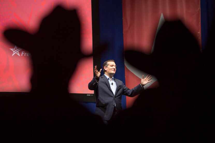 Sen. Ted Cruz was joined on stage by his wife, Heidi, and daughters Catherine (left), 4, and...