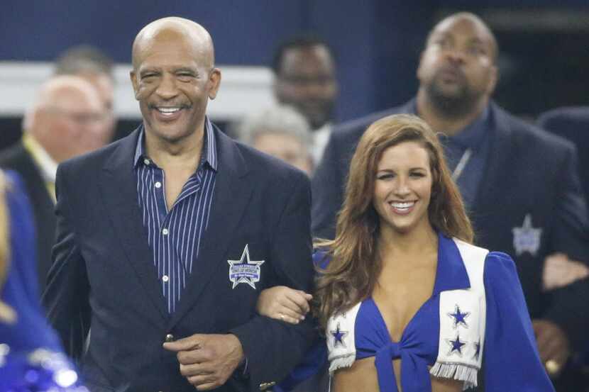 Dallas Cowboys Ring of Honor member Drew Pearson is pictured at halftime during the Seattle...