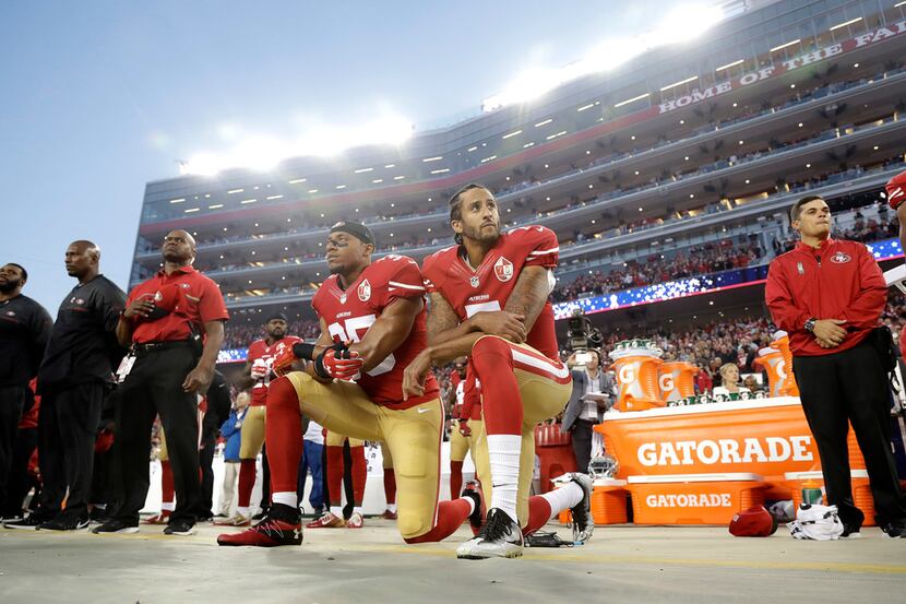 In this Sept. 12, 2016, file photo, San Francisco 49ers safety Eric Reid (35) and...
