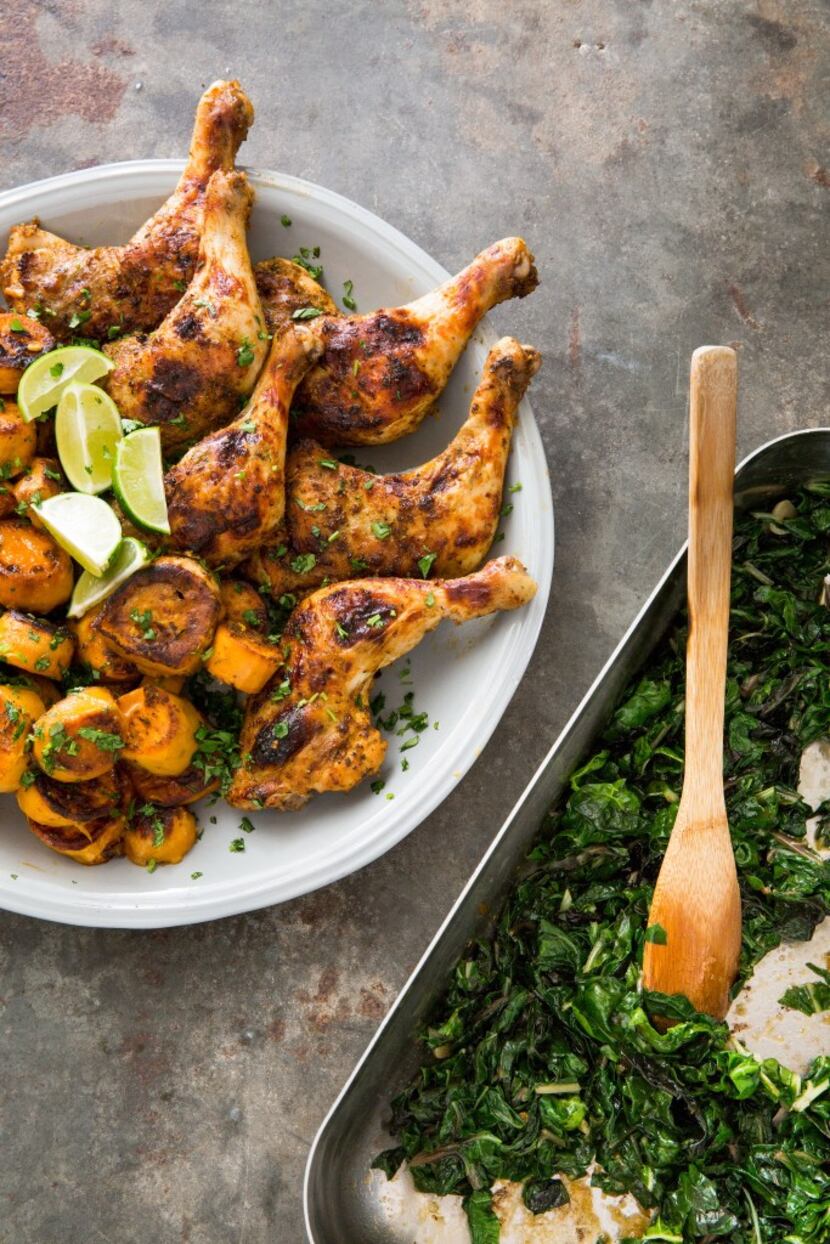 Peruvian Roast Chicken with Swiss Chard and Sweet Potatoes from 'One-Pan Wonders' cookbook
