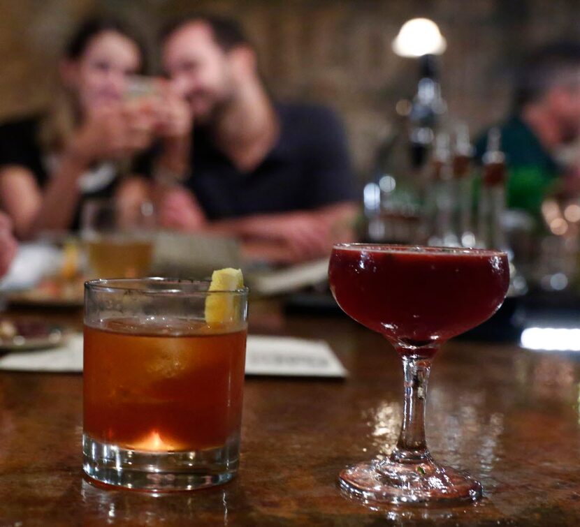 Cocktails include the Bonnie and Clyde (left), featuring several varieties of whiskey, and...