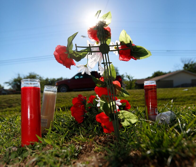 A makeshift memorial was set up on Shepherd Lane near Baron Drive, near where Jordan Edwards...