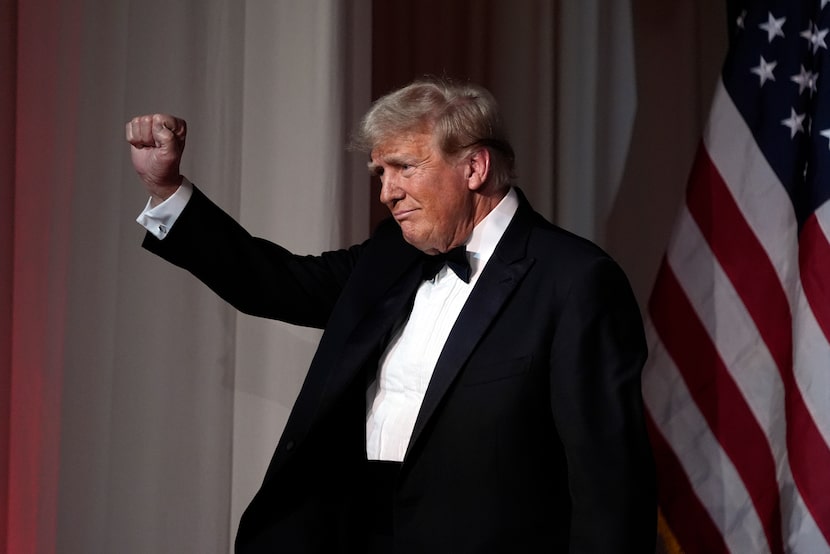 President-elect Donald Trump gestures after speaking during an America First Policy...