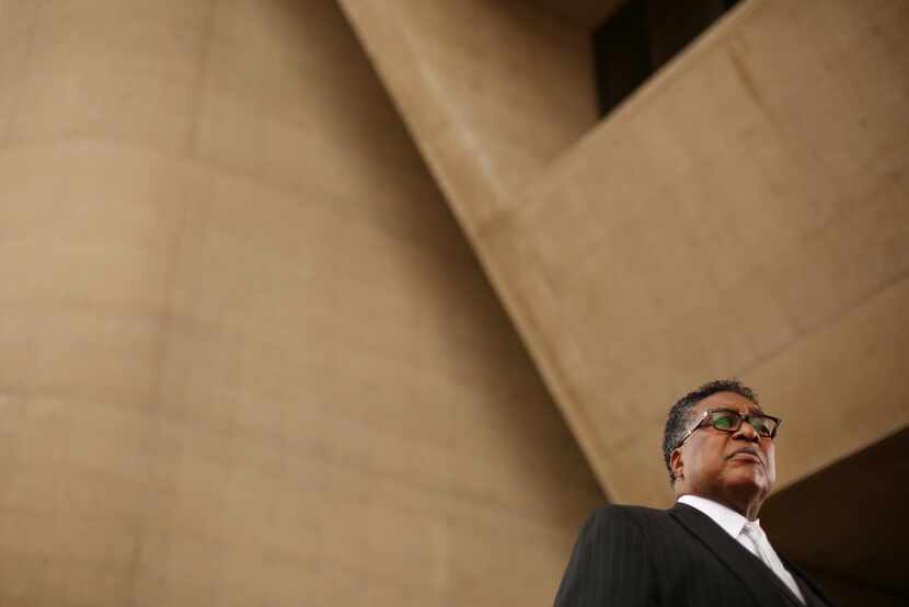 Dwaine Caraway in front of Dallas City Hall