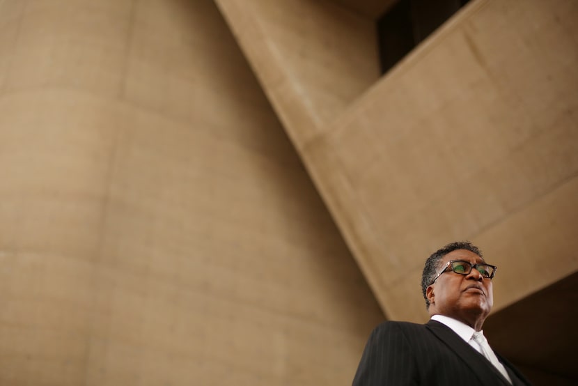 Dwaine Caraway in front of Dallas City Hall