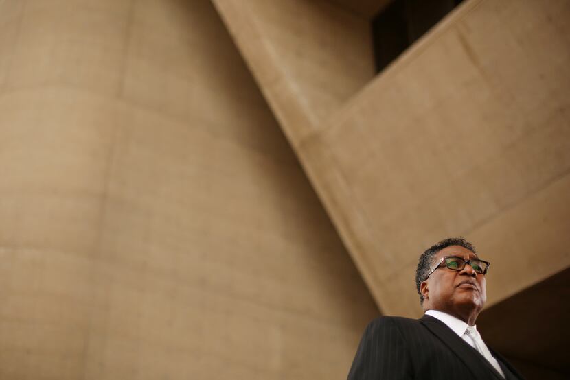 Dwaine Caraway in front of Dallas City Hall
