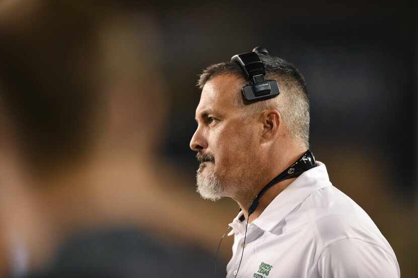 North Texas Defensive Line coach Kevin Patrick on the sidelines against Southern...