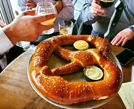 The Barbarian Pretzel feeds four people. Wowza.