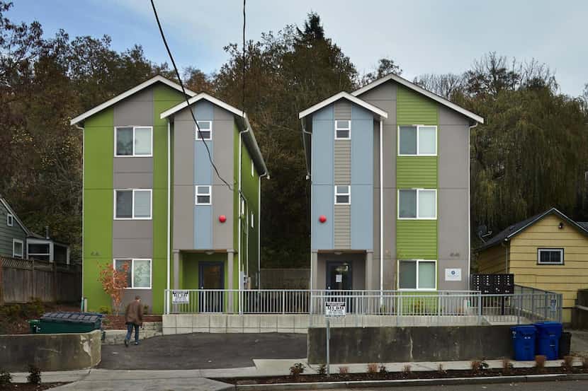 
The Footprint Delridge micro studios complex in West Seattle offers three-story units with...