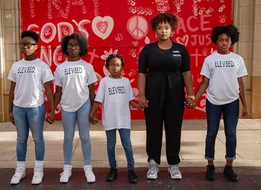 (From left) Members of Elev8ed Elites, Janyiah Cooks, 12, Zaria Fisher, 10, Arianna Roberts,...