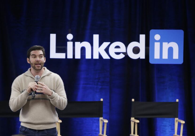 In this 2014 file photo, LinkedIn CEO Jeff Weiner speaks during the company's second annual...