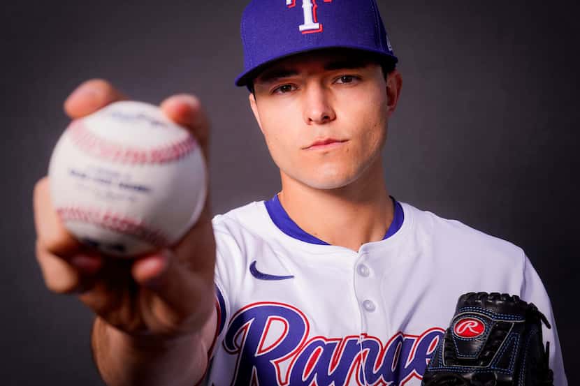 Texas Rangers pitcher Jack Leiter photographed at the team's training facility on Tuesday,...