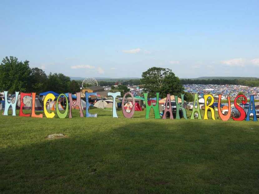 Wakarusa's welcomes sign greets festival attendees every year.