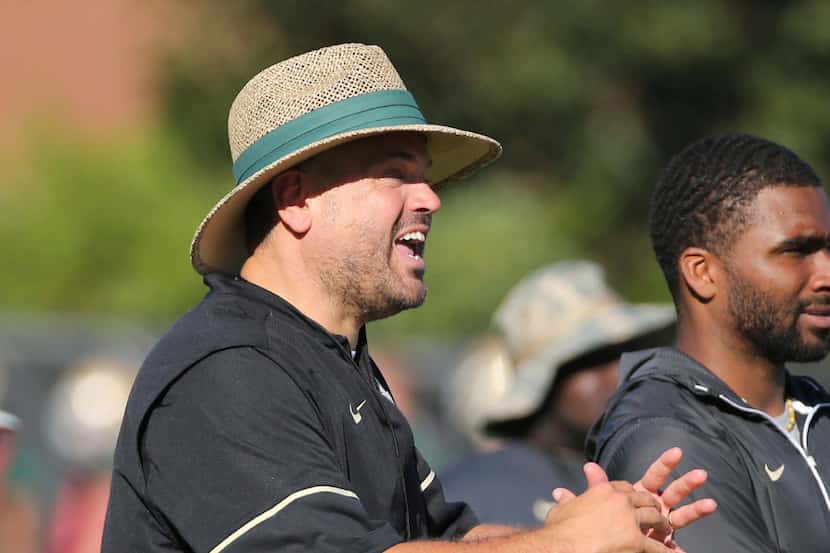 Baylor head football coach Matt Rhule directs his team during NCAA college football...