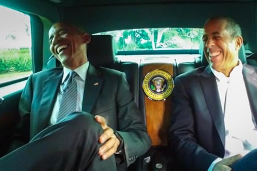 President Barack Obama with Jerry Seinfeld in a scene from  a Comedians in Cars Getting...