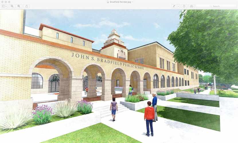 A rendering of John S. Bradfield Elementary School's new building set to be constructed in...