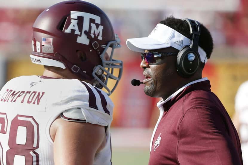 Texas A&M head coach Kevin Sumlin in the fourth quarter during a college football game...