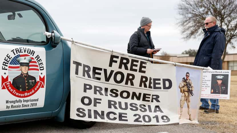 Joey Reed (right), father of imprisoned former Marine Trevor Reed, spoke with Dallas Morning...