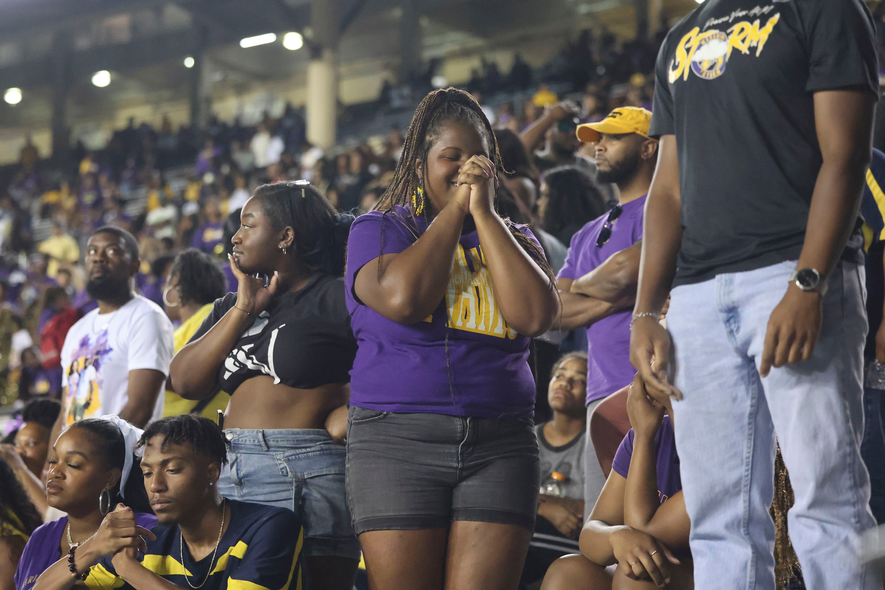 Prairie View A&M fans reacts towards fifth overtime during  of State Fair Classic against...