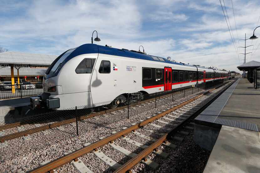 A TEXRail train makes its maiden trip on Dec. 31