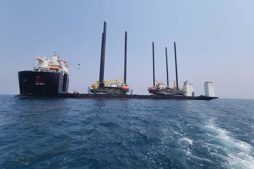 The WhaleShark (left) and KingFish liftboats owned by Dallas-based Energy Equipment Resource...