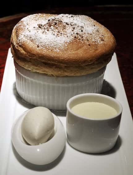 The French Room is famous for its soufflés. Pictured here: a hazelnut soufflé photographed...