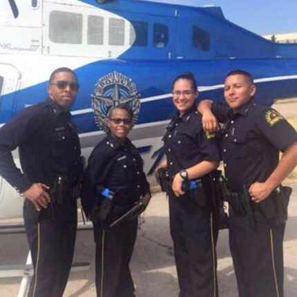 Officers Crystal Almeida and Rogelio Santander (both at right) were police academy...