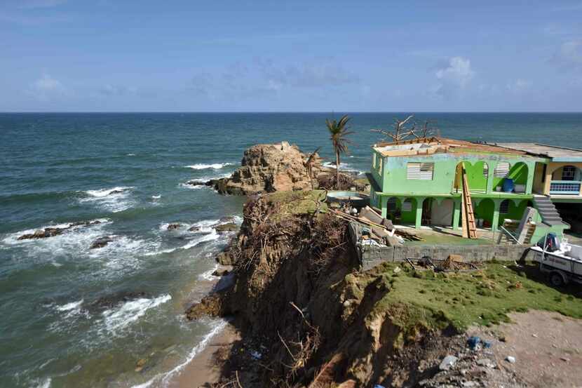 View of a destroyed house in Yabucoa, in the east of Puerto Rico, on September 28, 2017.
...