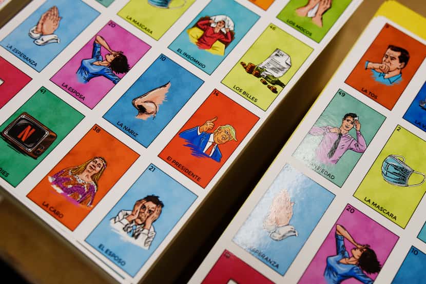 Stacks of Versa Printing's lotería board game await packaging at the company's Dallas print...