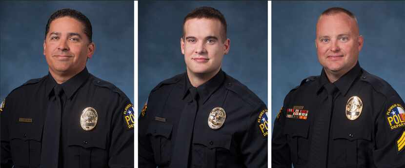 Sgt. Adam Quintana, officer Gregory Hall and Sgt. John Styne-Burns were shot Wednesday while...