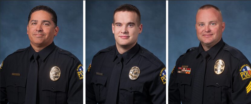 Sgt. Adam Quintana, officer Gregory Hall and Sgt. John Styne-Burns were shot Wednesday while...