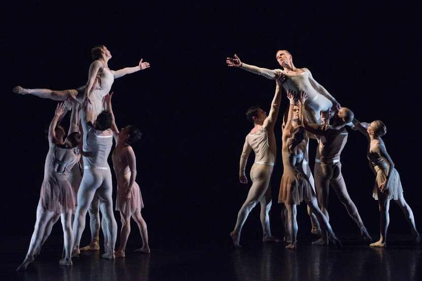 Members of the Paul Taylor Dance Company perform the world premiere of "Continuum" at the...