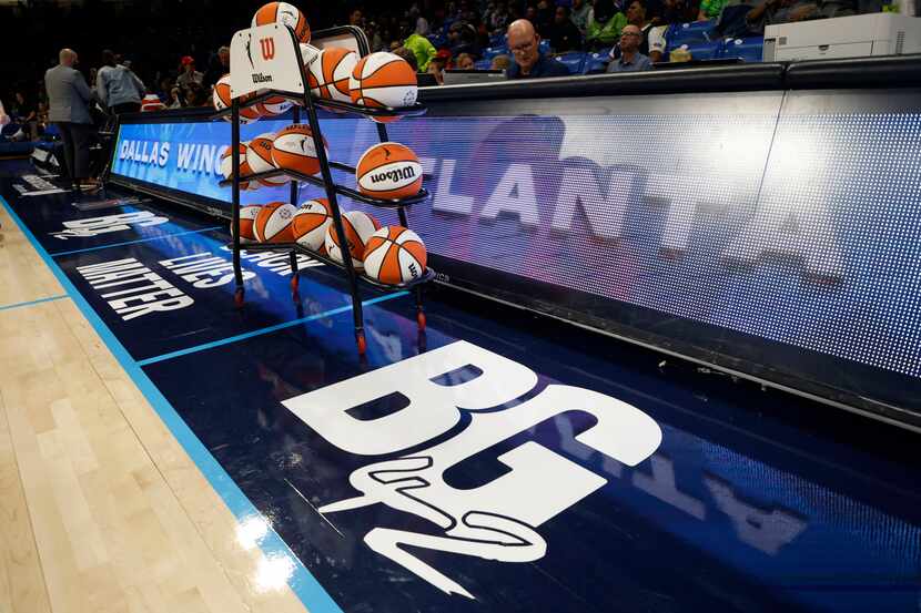 BG24 logo on the court in honor of, former Baylor star Brittney Grine as the Dallas Wings...