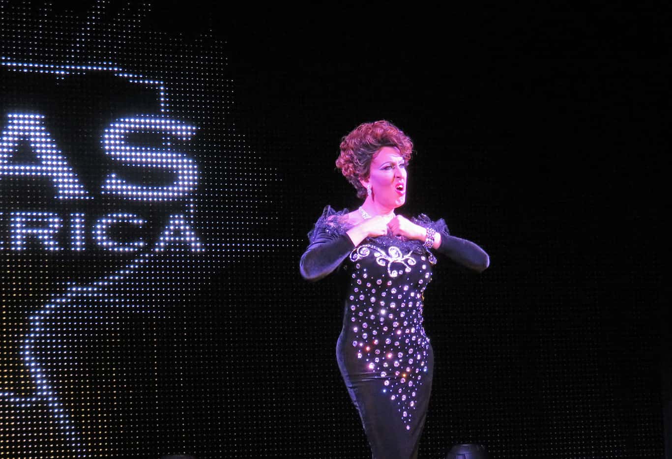 San Antonio drag queen Stephanie Fishe performs at the Miss Gay Texas America Pageant at the...