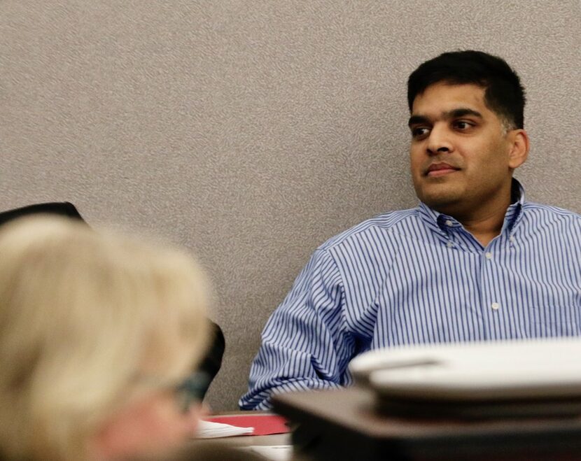 Wesley Mathews, father of Sherin Mathews, watches in Judge Cheryl Lee Shannon's courtroom...