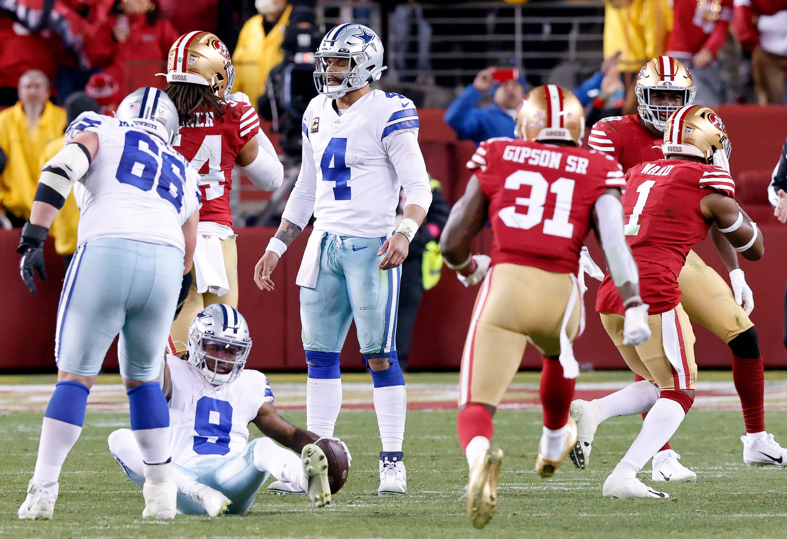 The San Francisco 49ers defense begins to celebrate their NFC Divisional win over Dallas...