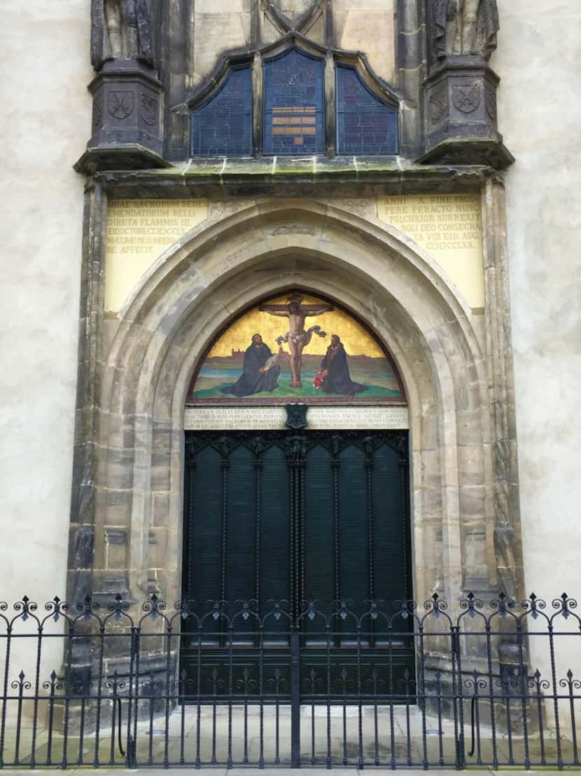 The doors of Castle Church in Wittenberg, where Martin Luther was said to have posted his 95...