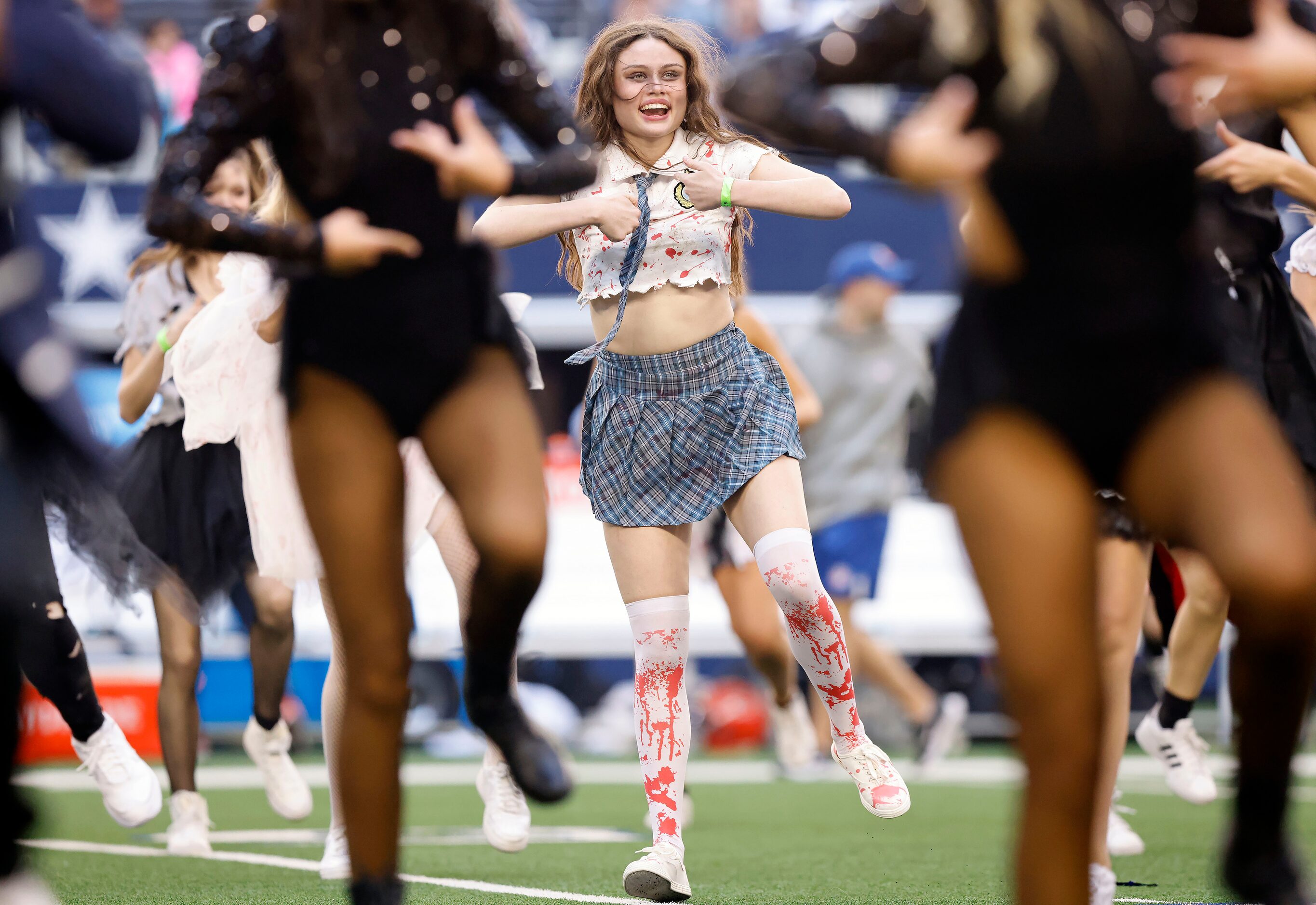 Members of the Southlake Carroll drill team joined the Dallas Cowboys Rhythm and Blue...