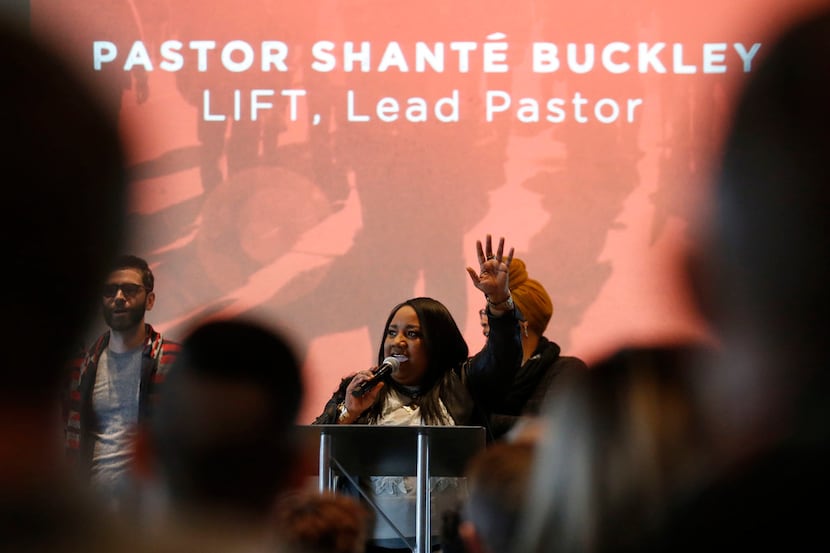 Pastor Shanté Buckley speaks at LIFT Community Church in Dallas on Jan. 7, 2018. The church...