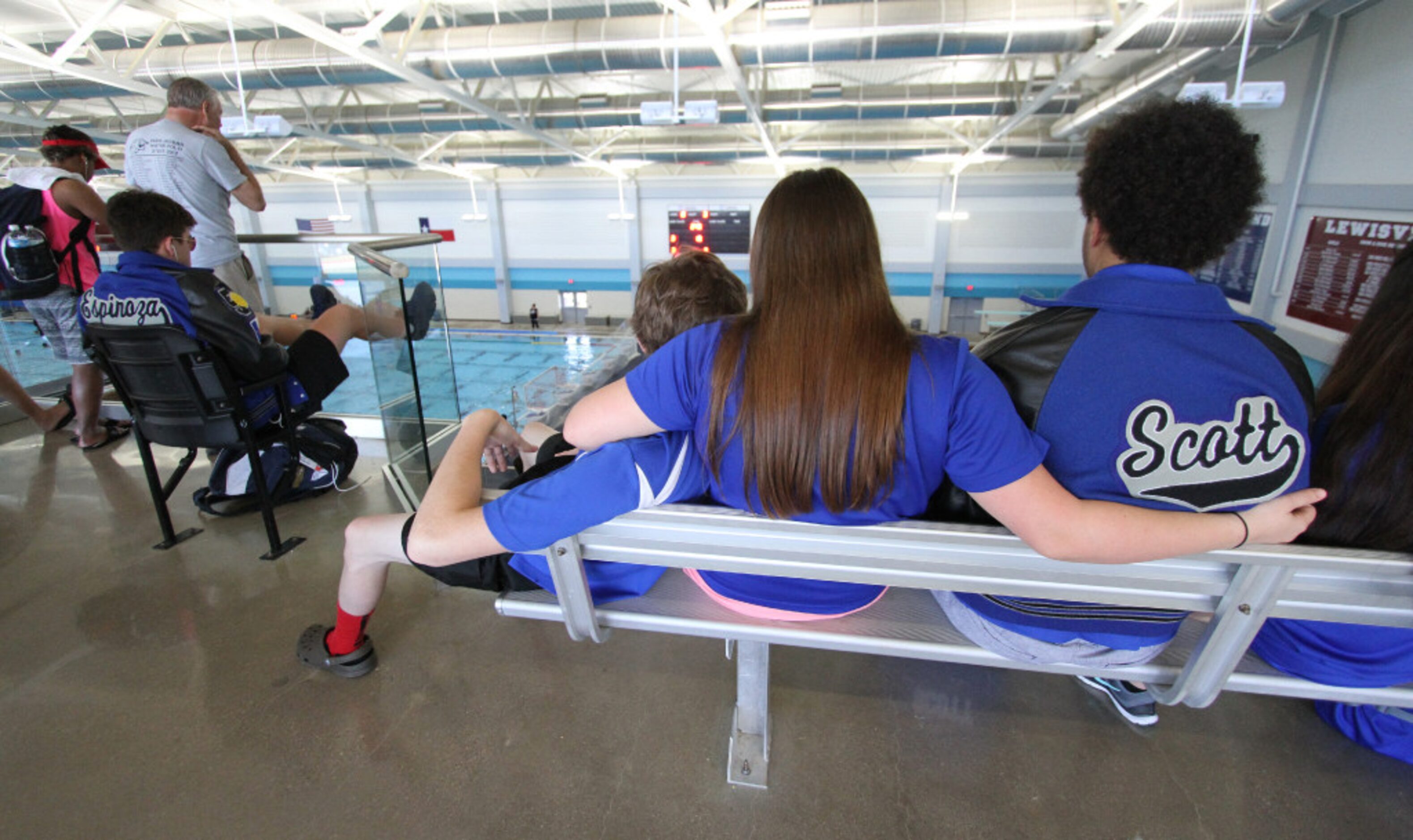 Students from Clear Springs High School in League City watch the girls finals from a lofty...