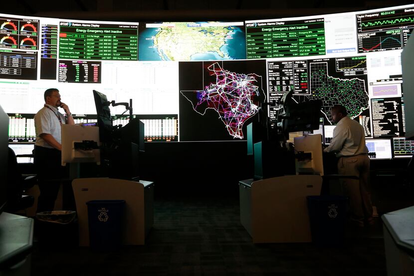 System operators in the command center of the Electric Reliability Council of Texas in...