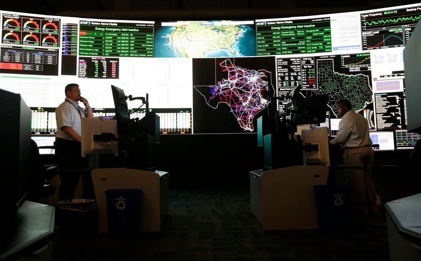 System operators in the command center of the Electric Reliability Council of Texas in...