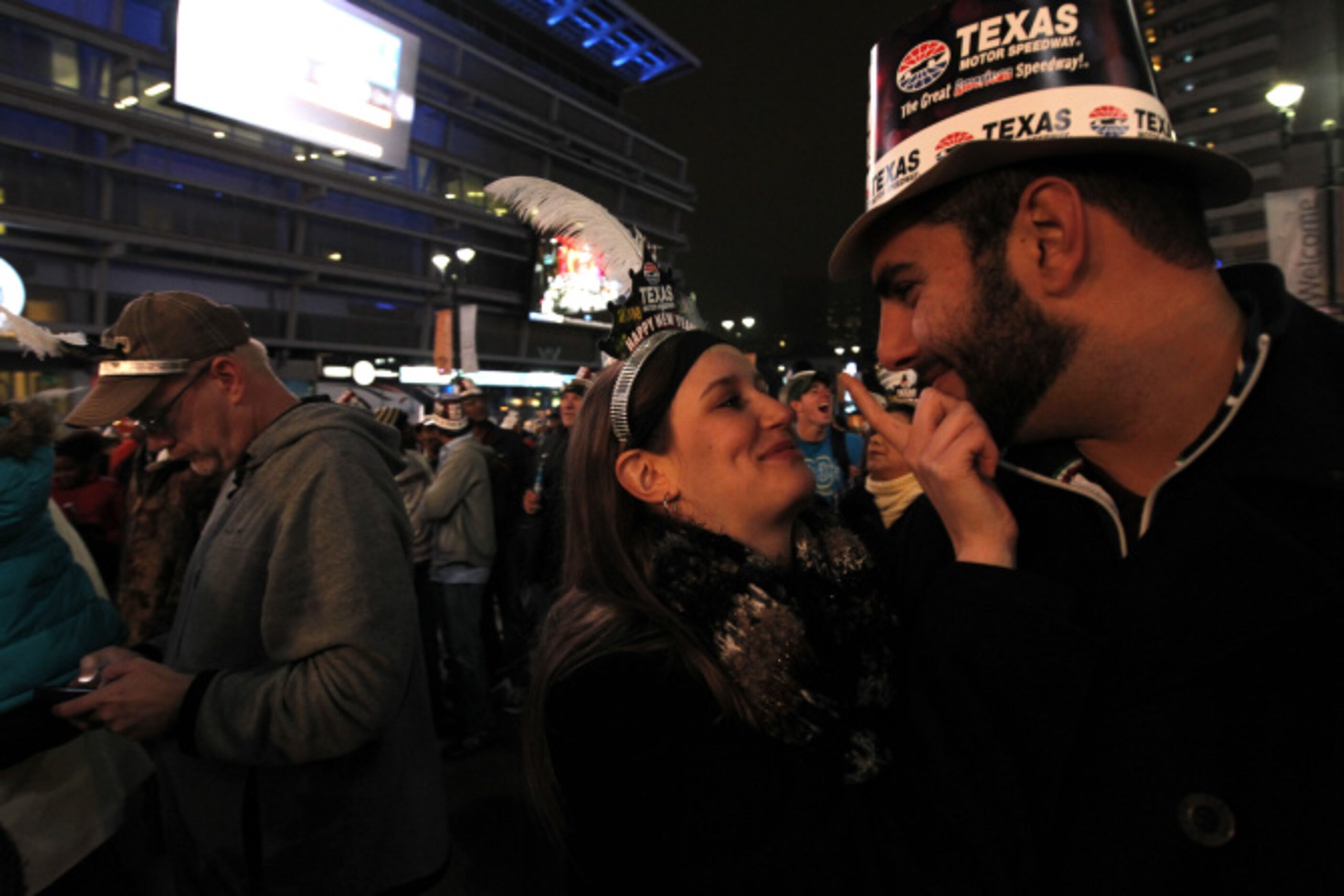 Stephern Ell and Mary Ell from Fort Worth celebrate at Big D New Years Eve celebration at...