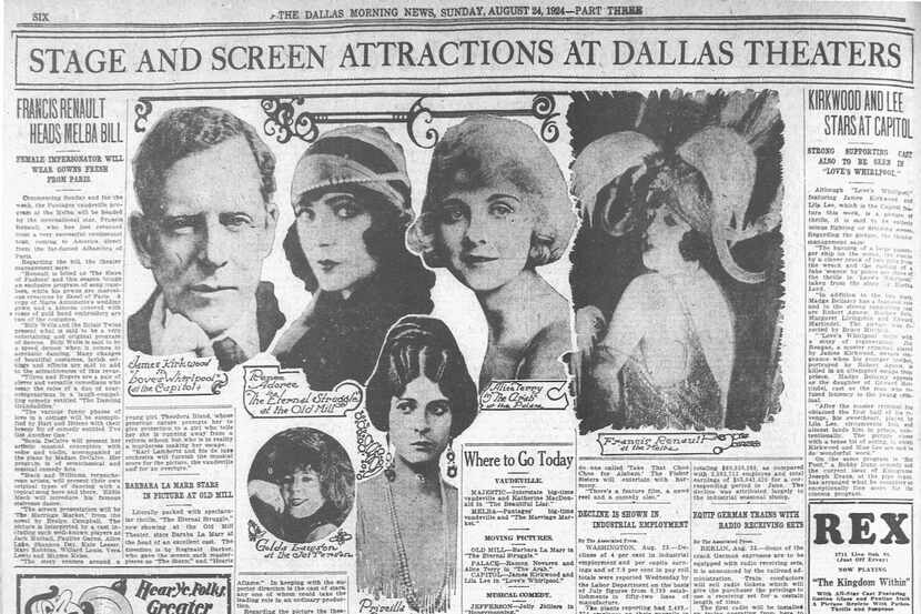 A Dallas Morning News article from 1924 lauds the performance and fashions of "female...