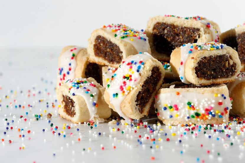 Cucidati, a fig cookie with sprinkles photographed 