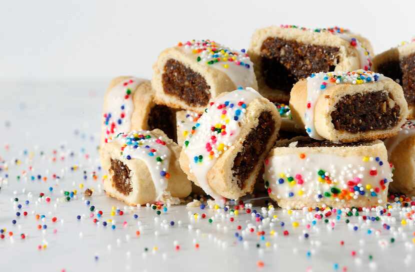 Cucidati, a fig cookie with sprinkles photographed 