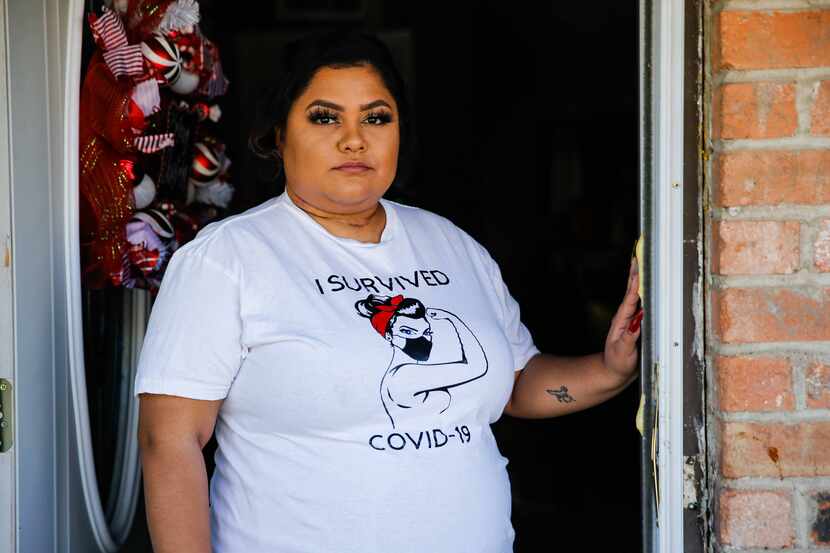 Devany Veloz, 26, shown at her Grand Prairie home on Dec, 10, 2020, was hospitalized with...