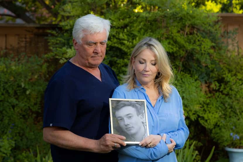 Daragh and Judie Heitzman with a photo of their late son, Martin, in Dallas on Tuesday. The...