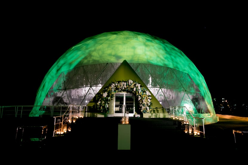 The 2017 design of the geodesic dome on the front lawn of the Rachofsky House. Each year,...