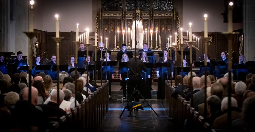 Members of the new professional chamber choir Incarnatus perform at Church of the...